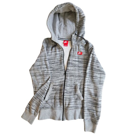Nike Men's Small Gray Speed Striped Full-Zip Vintage Hoodie w patch logo - Picture 1 of 4